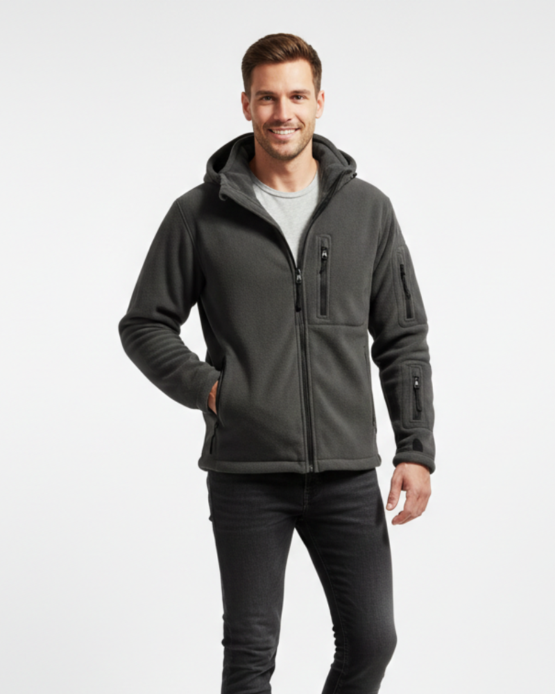 Hunter Thermal Fleece Jacket for Men – Military Style Outdoor Jacket with Hood & Pockets
