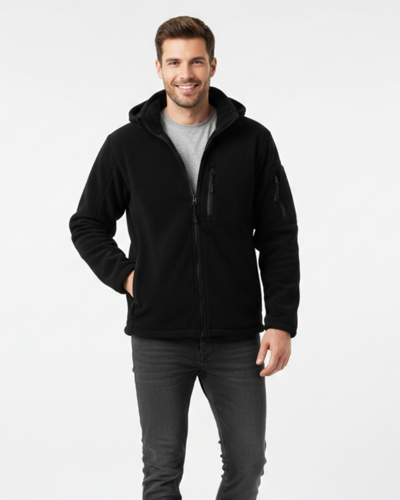 Hunter Thermal Fleece Jacket for Men – Military Style Outdoor Jacket with Hood & Pockets
