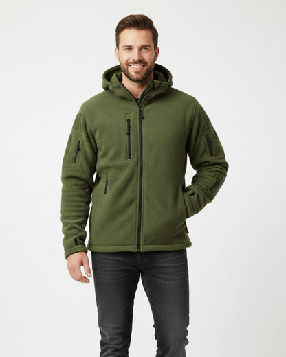 Hunter Thermal Fleece Jacket for Men – Military Style Outdoor Jacket with Hood & Pockets
