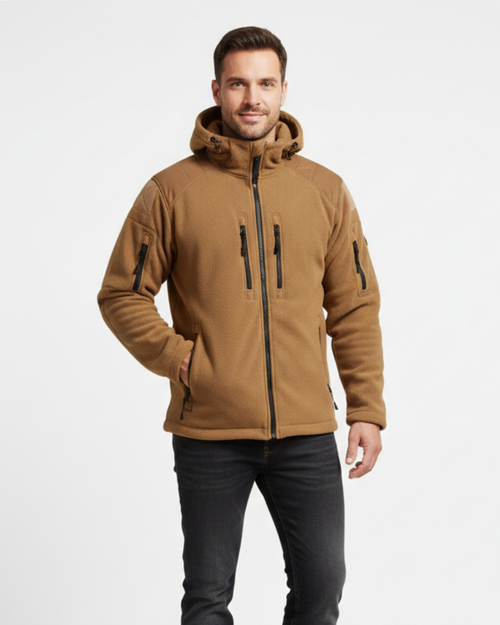 Hunter Thermal Fleece Jacket for Men – Military Style Outdoor Jacket with Hood & Pockets