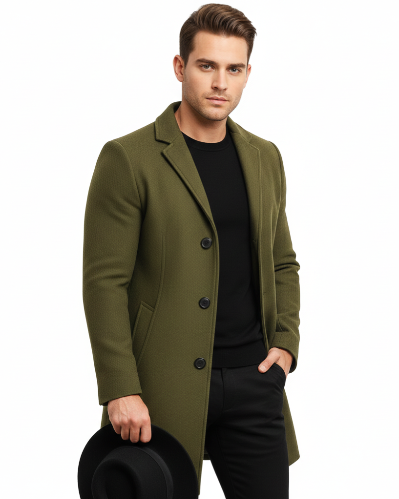 Ian Winter Coat for Men | Long Buttoned Coat | Windproof & Elegant Design