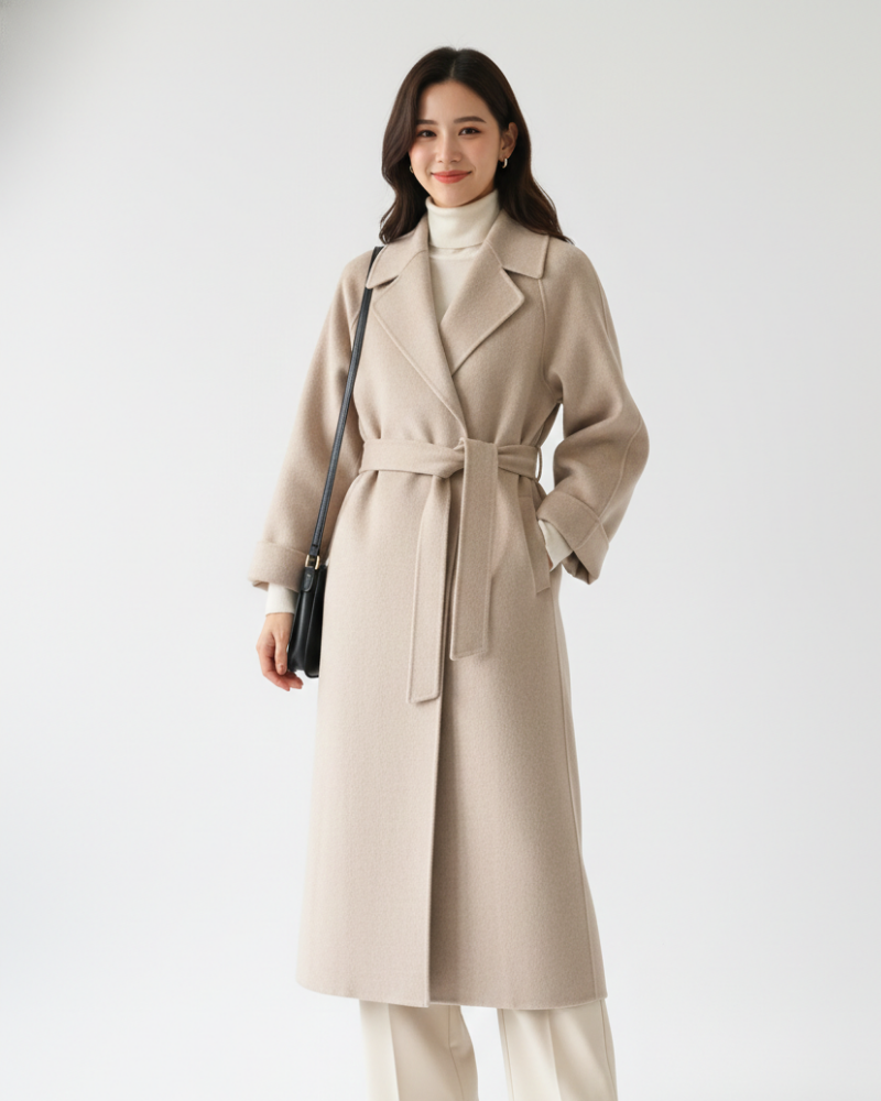 Talitha Long Women's Elegant Coat – Mixed Wool Coat with Classic Lapel