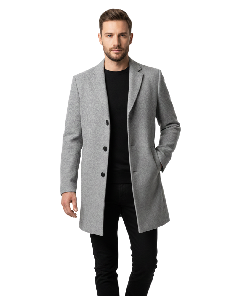 Ian Winter Coat for Men | Long Buttoned Coat | Windproof & Elegant Design