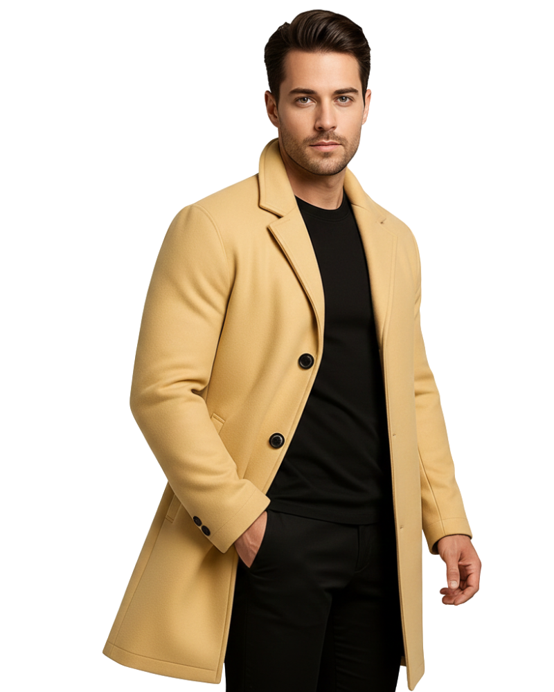 Ian Winter Coat for Men | Long Buttoned Coat | Windproof & Elegant Design