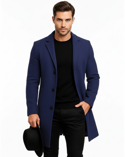 Ian Winter Coat for Men | Long Buttoned Coat | Windproof & Elegant Design
