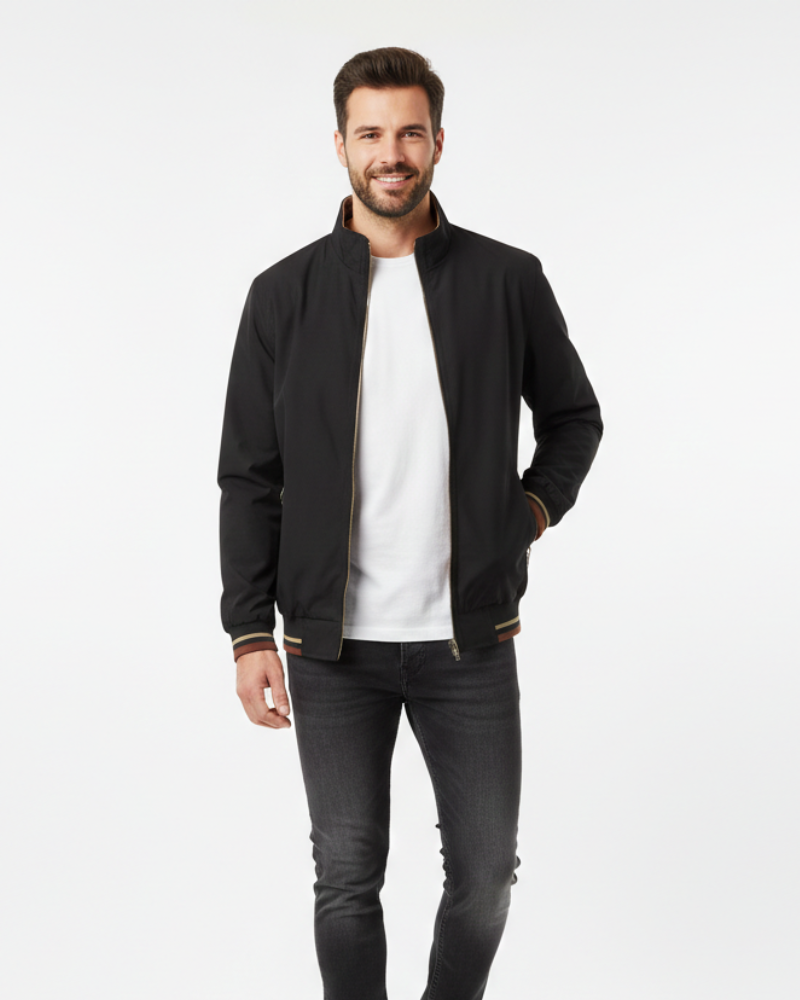 Caspian Lightweight Jacket for Men – Zip Closure, Contrast Details & Urban Style