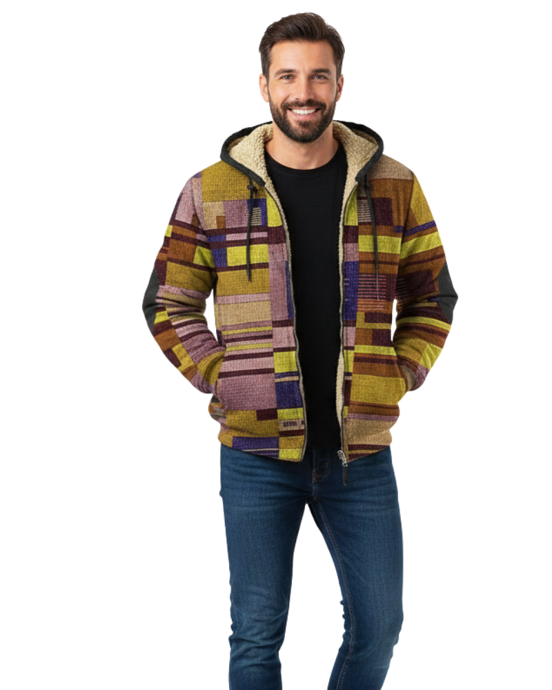 Jameson Patchwork Gilet for Men – Fleece Hoodie Jacket with Comfortable Fit & Urban Style