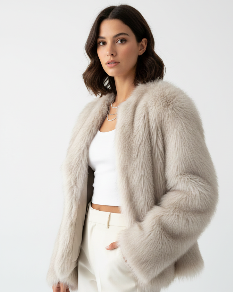 Julien Manteau Faux-Fur Women – Soft & Warm Winter Jacket with Elegant Relaxed Fit