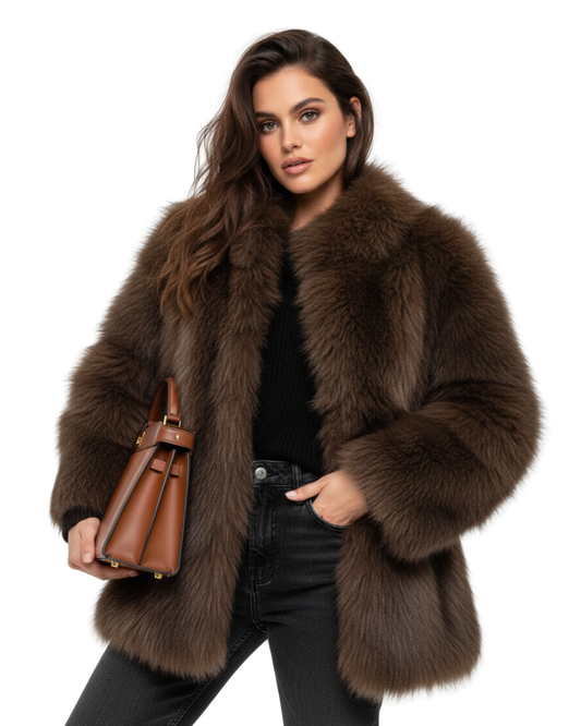 Julien Manteau Faux-Fur Women – Soft & Warm Winter Jacket with Elegant Relaxed Fit