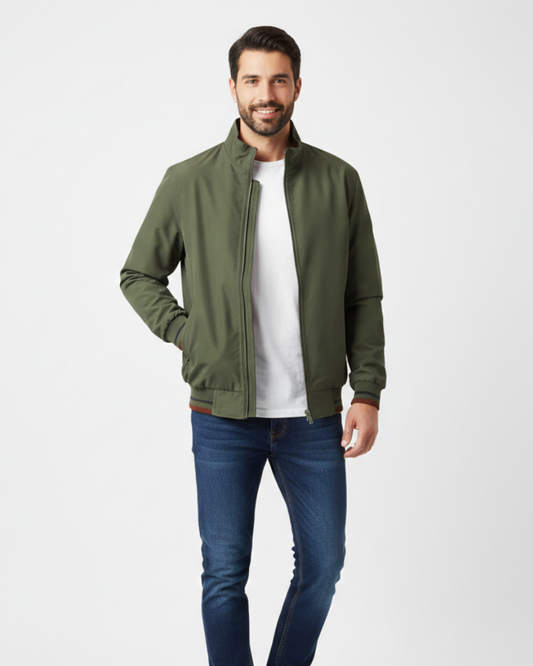 Caspian Lightweight Jacket for Men – Zip Closure, Contrast Details & Urban Style