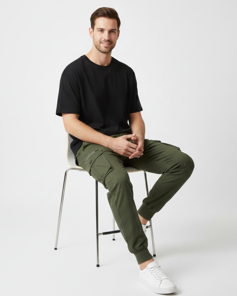 Theodore Men's Cargo Pants with Elastic Waist – Comfortable Casual Pants