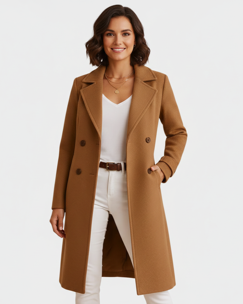Abigail Long Women's Wool Coat – Structured Cut & Timeless Elegance for Winter