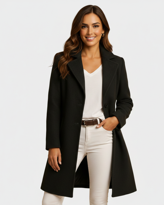 Abigail Long Women's Wool Coat – Structured Cut & Timeless Elegance for Winter
