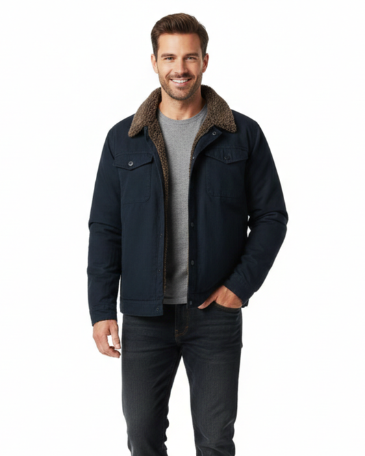 Morgan Men's Winter Jacket – Fleece Lined Shirtjack with Pockets & Snap Buttons