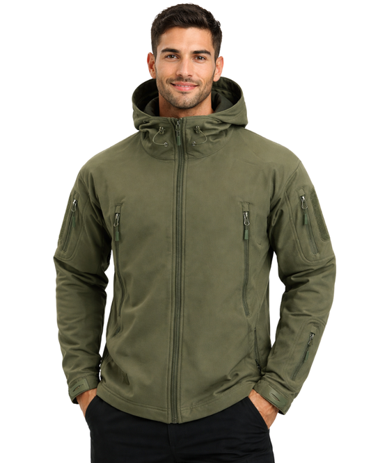 Zoren Tactical Softshell Jacket for Men – Waterproof Windbreaker with Adjustable Hood