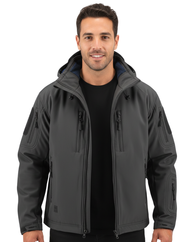 Zoren Tactical Softshell Jacket for Men – Waterproof Windbreaker with Adjustable Hood