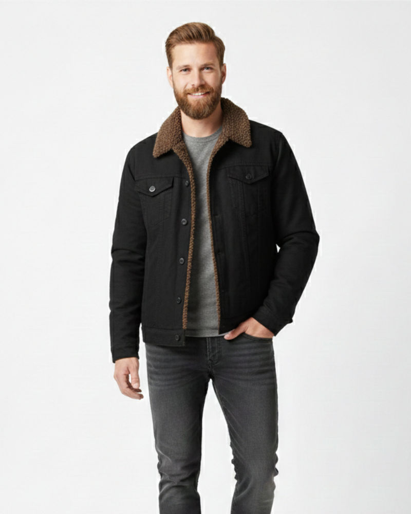 Morgan Men's Winter Jacket – Fleece Lined Shirtjack with Pockets & Snap Buttons