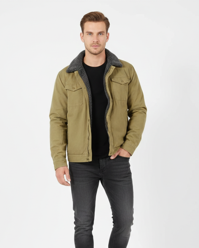 Morgan Men's Winter Jacket – Fleece Lined Shirtjack with Pockets & Snap Buttons