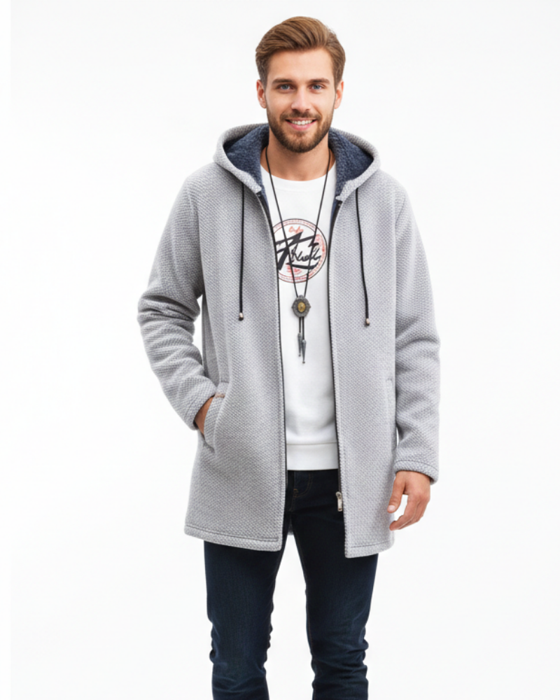 Jeff Men's Winter Coat – Elegant Warm Jacket with Adjustable Hood & Zipper Closure