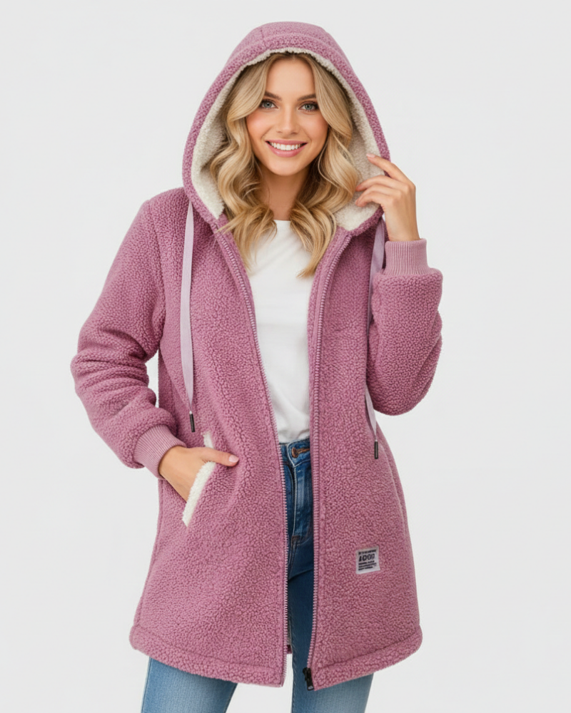 Faye Women's Fleece Jacket – Soft Fleece with Hood, Relaxed Fit & Everyday Comfort