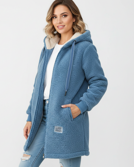 Faye Women's Fleece Jacket – Soft Fleece with Hood, Relaxed Fit & Everyday Comfort