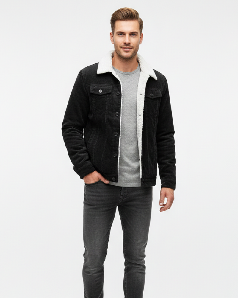 Mason Men's Trucker Jacket – Corduroy Lined with Sherpa and Classic Buttons