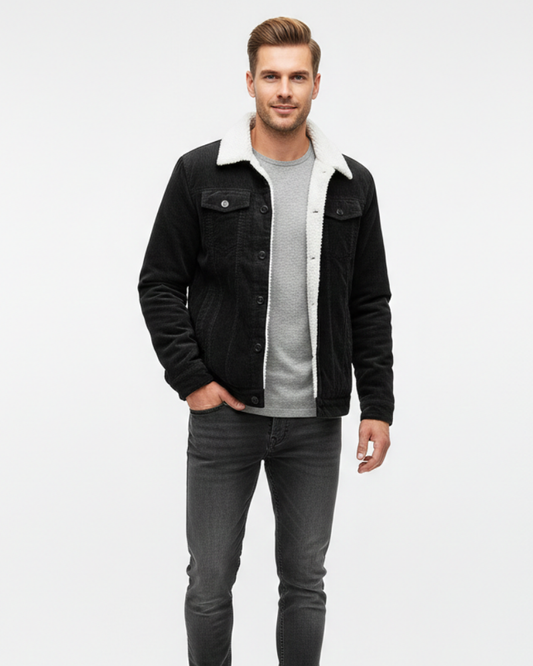 Mason Men's Trucker Jacket – Corduroy Lined with Sherpa and Classic Buttons