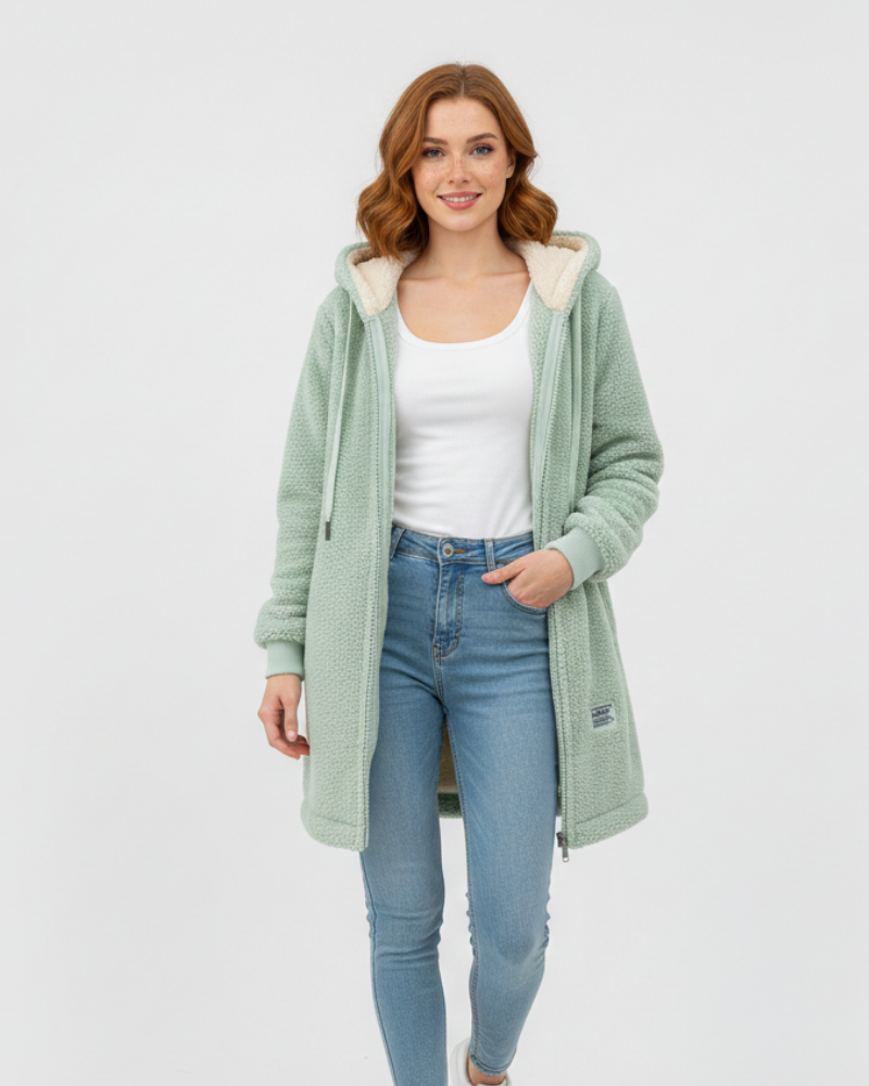 Faye Women's Fleece Jacket – Soft Fleece with Hood, Relaxed Fit & Everyday Comfort