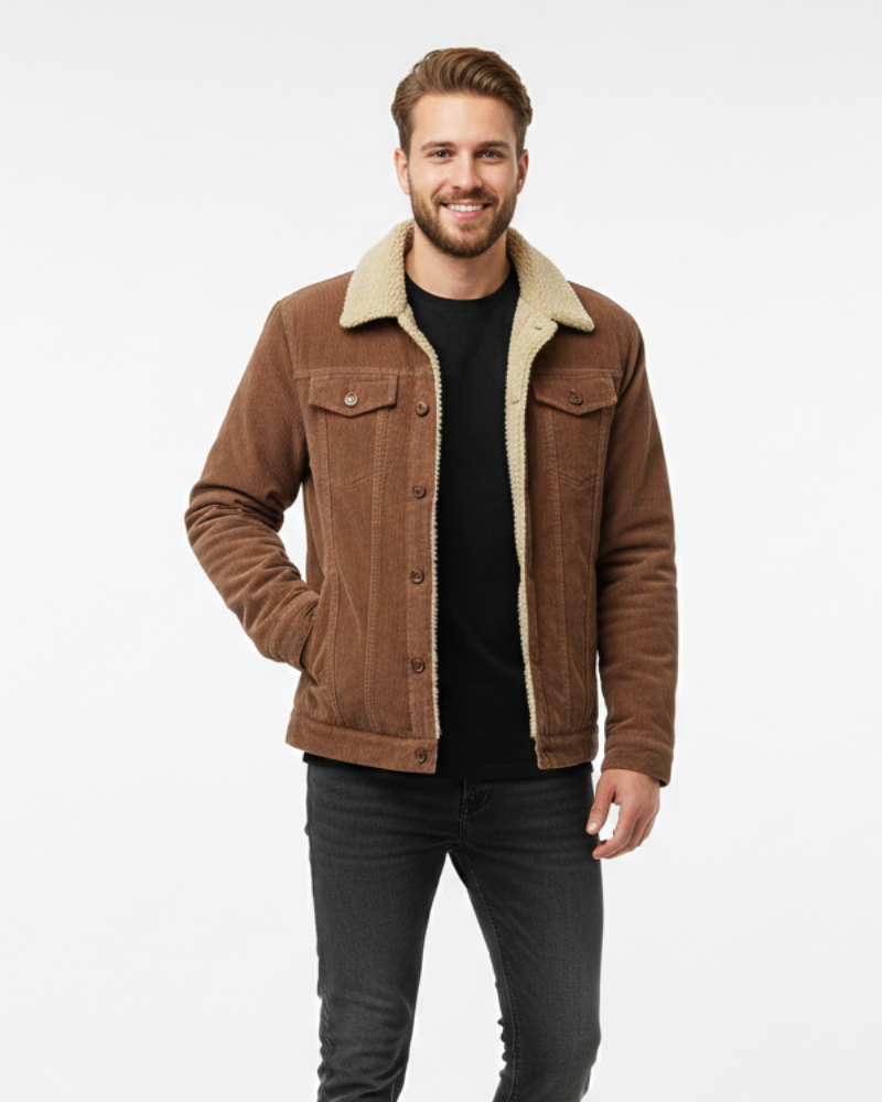 Mason Men's Trucker Jacket – Corduroy Lined with Sherpa and Classic Buttons