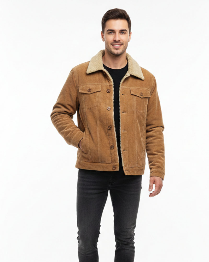 Mason Men's Trucker Jacket – Corduroy Lined with Sherpa and Classic Buttons