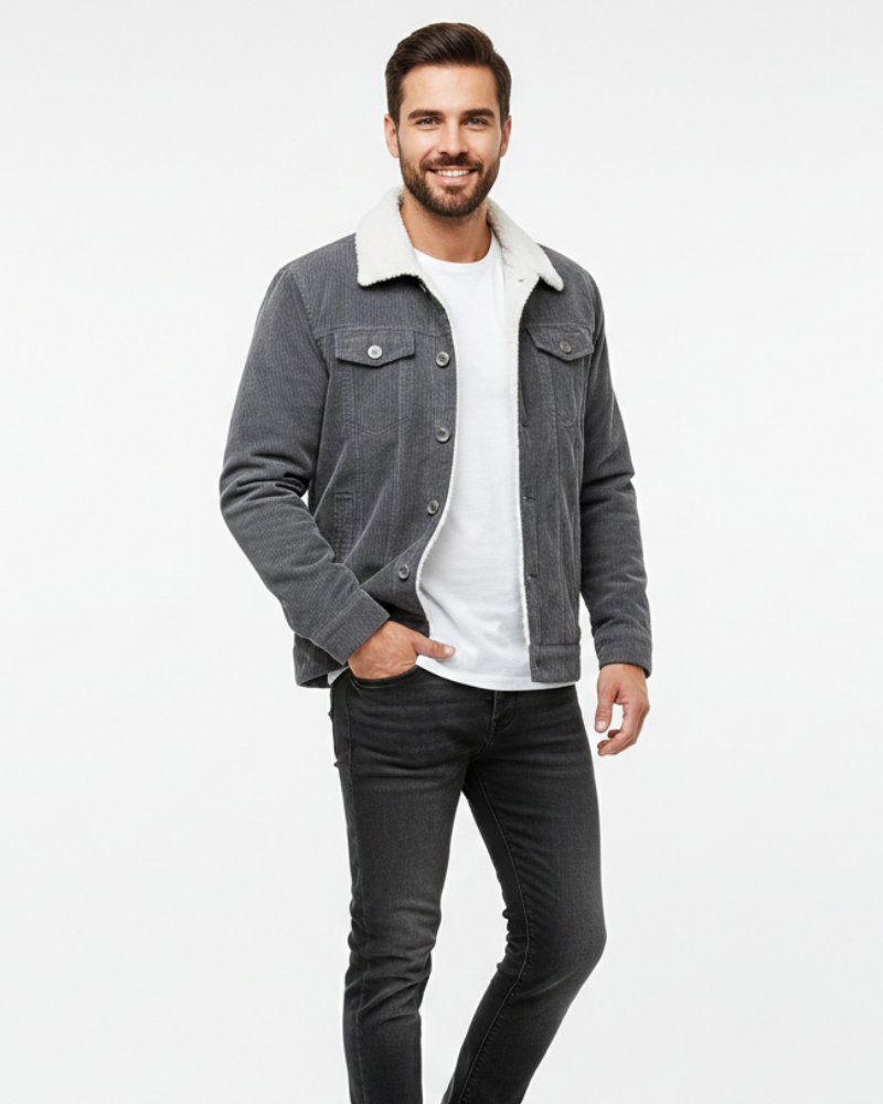 Mason Men's Trucker Jacket – Corduroy Lined with Sherpa and Classic Buttons