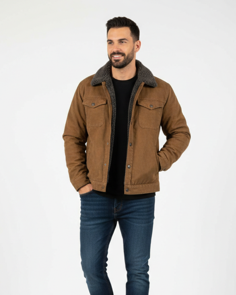 Morgan Men's Winter Jacket – Fleece Lined Shirtjack with Pockets & Snap Buttons
