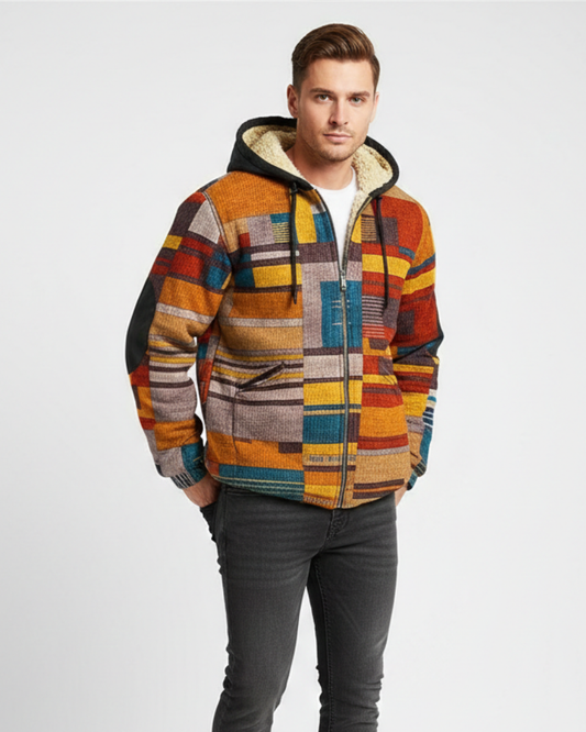 Jameson Patchwork Gilet for Men – Fleece Hoodie Jacket with Comfortable Fit & Urban Style