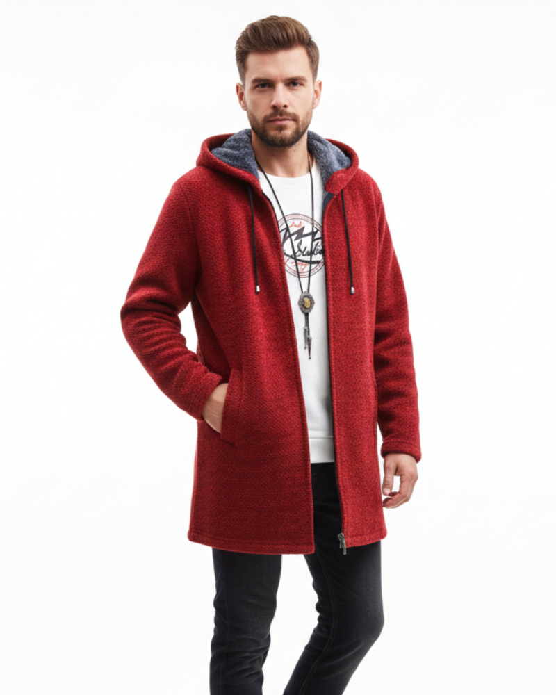 Jeff Men's Winter Coat – Elegant Warm Jacket with Adjustable Hood & Zipper Closure