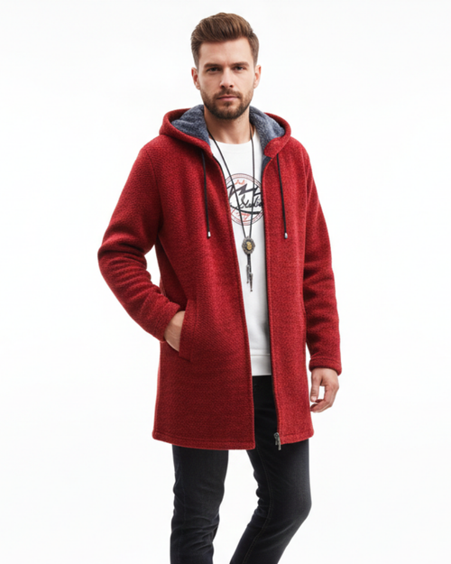 Jeff Men's Winter Coat – Elegant Warm Jacket with Adjustable Hood & Zipper Closure