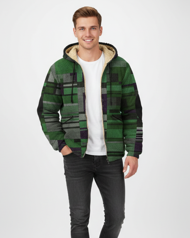Jameson Patchwork Gilet for Men – Fleece Hoodie Jacket with Comfortable Fit & Urban Style