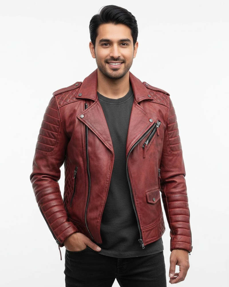 Amos Men's Motorcycle Jacket with Zipper Closure – Modern Style & Comfortable Fit