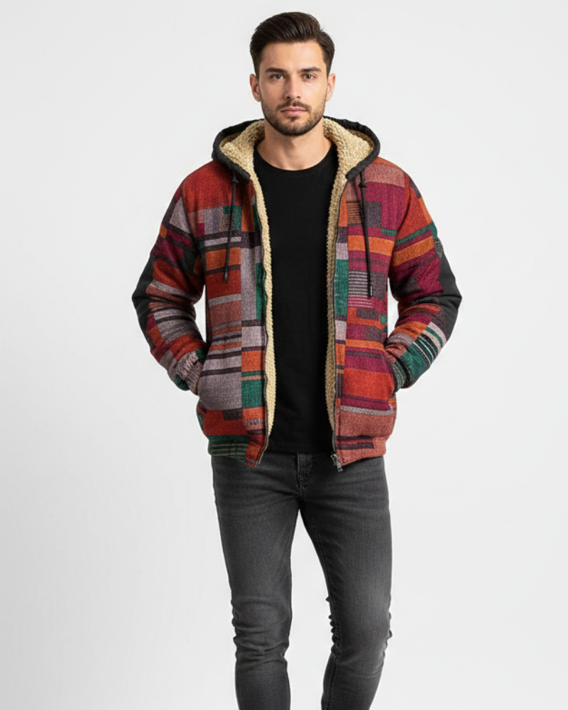 Jameson Patchwork Gilet for Men – Fleece Hoodie Jacket with Comfortable Fit & Urban Style