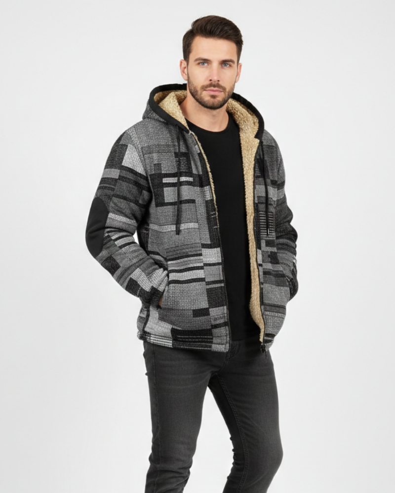 Jameson Patchwork Gilet for Men – Fleece Hoodie Jacket with Comfortable Fit & Urban Style