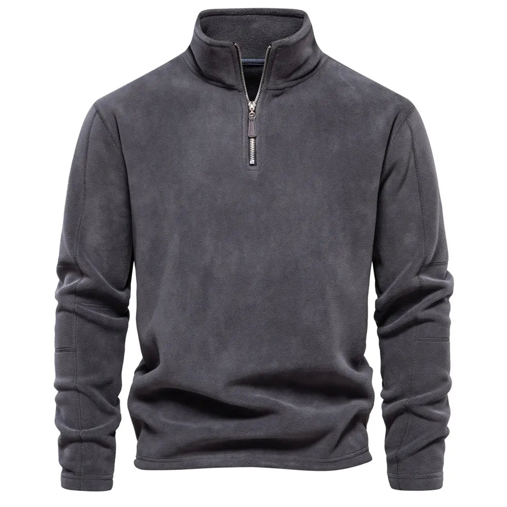 Men's zip-up wool sweater by James - gray