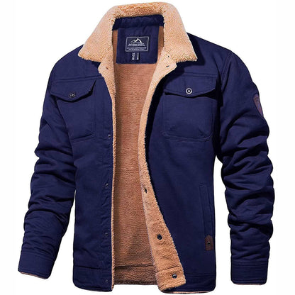 Warm bomber jacket for men-Blue