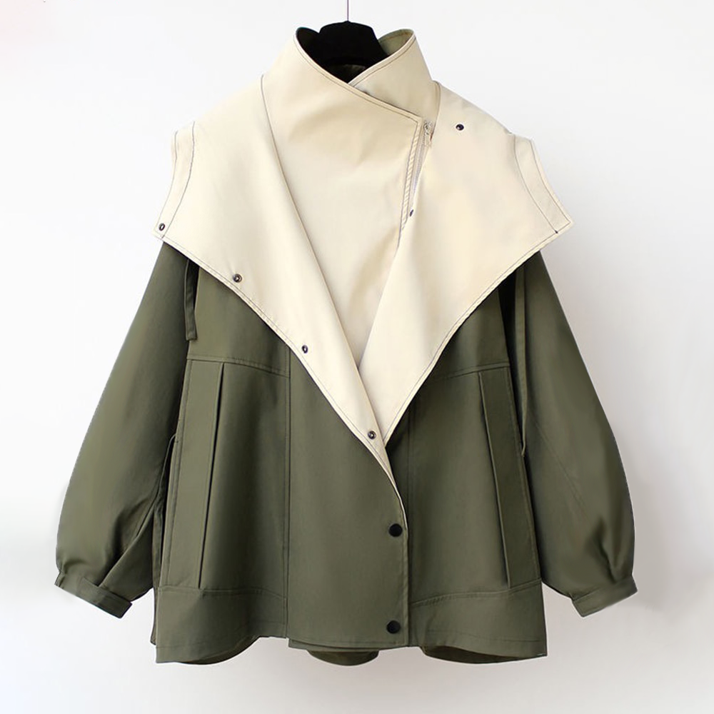 Mikyla Manteau Trench Femme – Chic Bicolore Moderne & Chaud pour Automne Hiver Élégant