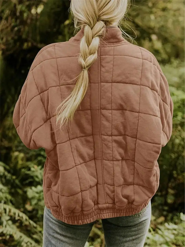 Quilted autumn jacket for women by Jane - pink back view