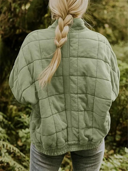 Quilted autumn jacket for women by Jane - light green back view