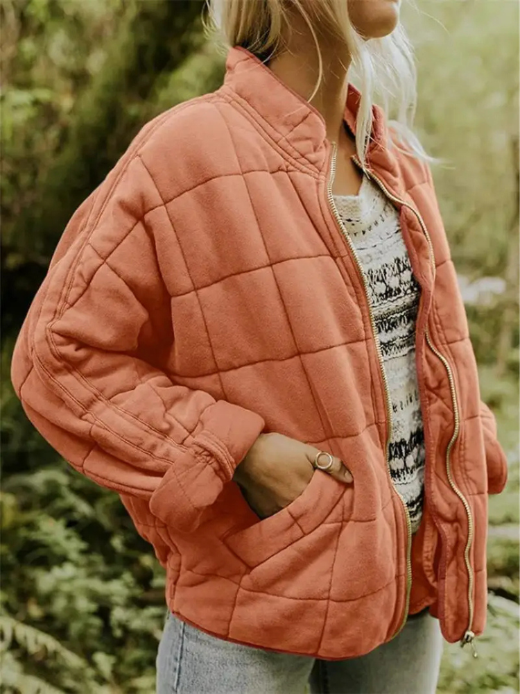 Jane modern quilted jacket for cold weather - orange