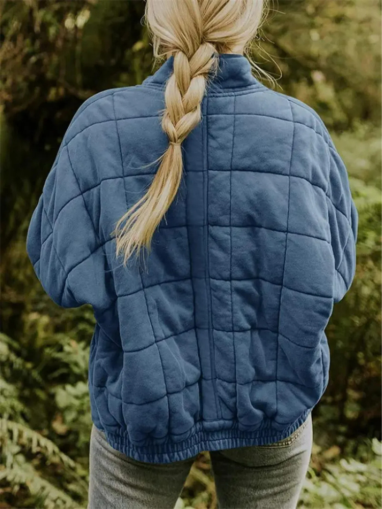 Jane women's winter quilted jacket - dark blue back view