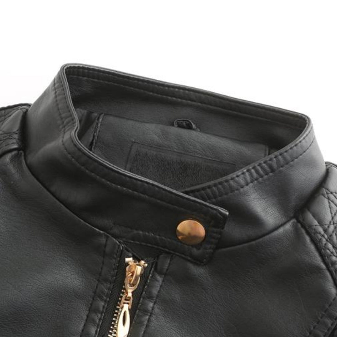 Women's Biker Jacket collar detail
