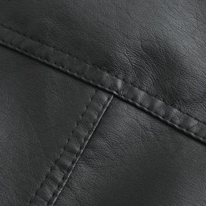 High Collar Leather Jacket detail