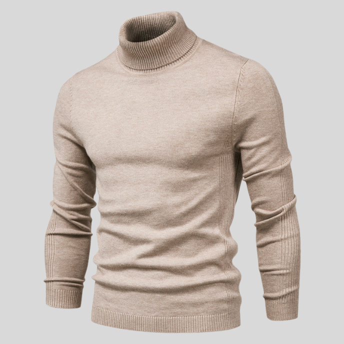 Warm high neck knit sweater for men
