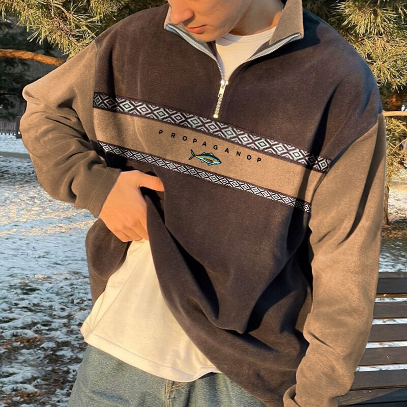 John Pull Zippé Homme – Sweater Retro Élégant avec Coupe Confortable & Style Automne-Hiver